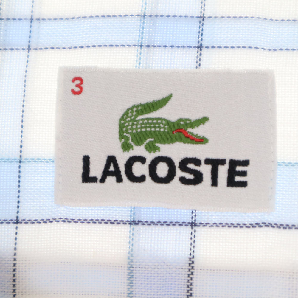 ラコステ リネンブレンド チェック柄 半袖 シャツ 3 ホワイト LACOSTE メンズ