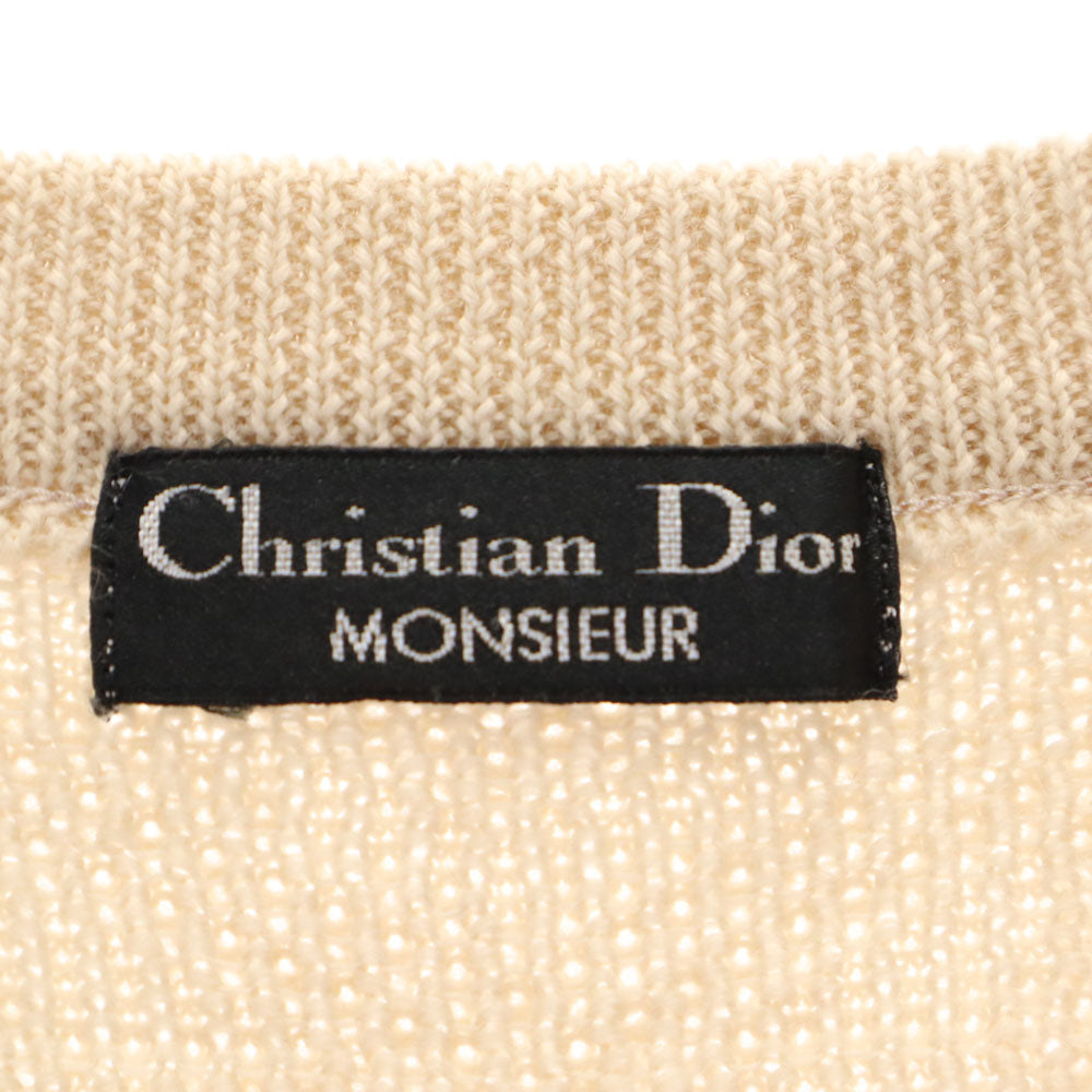 クリスチャンディオール ムッシュ 90s ウール オールド 幾何学柄 長袖 セーター M ベージュ Christian Dior MONSIEUR ニット メンズ