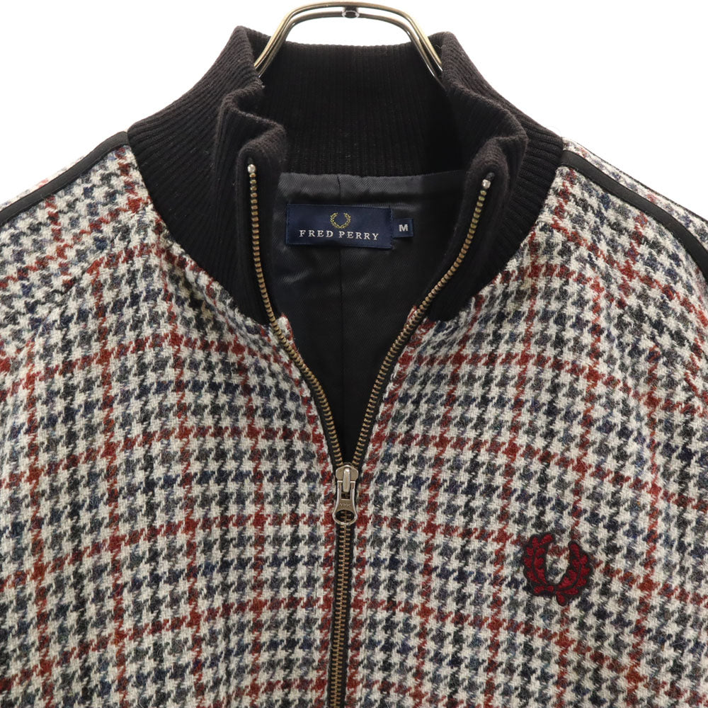 フレッドペリー ハウンドトゥース柄 ハリスツイード ブルゾン M ホワイト 他 FRED PERRY ｘ Harris Tweed 千鳥格子 ジャケット メンズ
