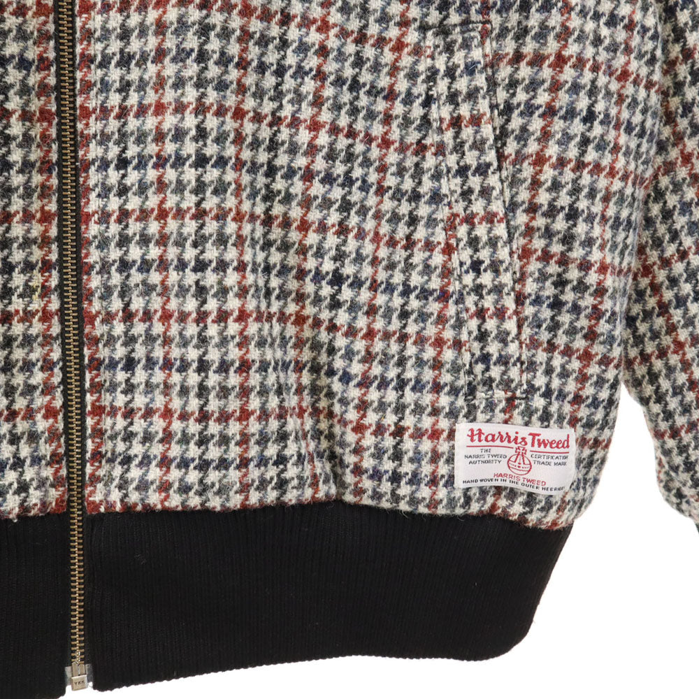 フレッドペリー ハウンドトゥース柄 ハリスツイード ブルゾン M ホワイト 他 FRED PERRY ｘ Harris Tweed 千鳥格子 ジャケット メンズ