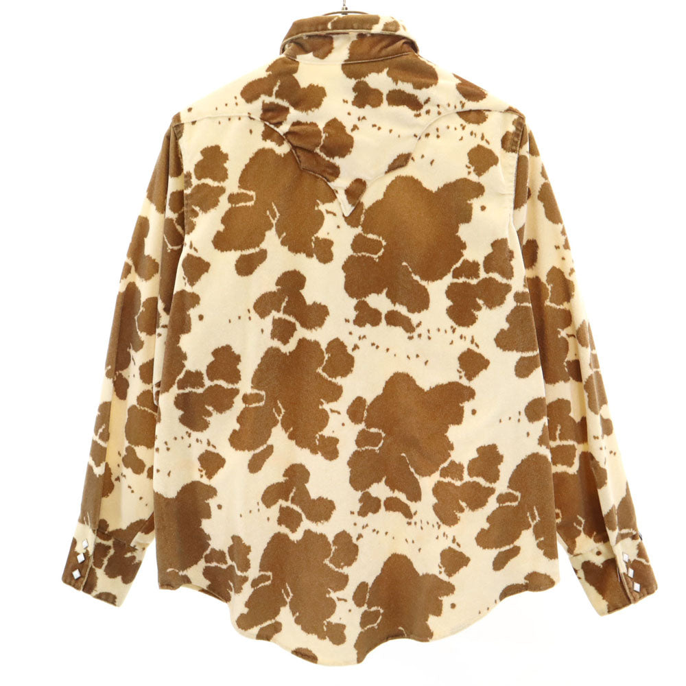 RockMount ロックマウント 70s USA製 ヴィンテージ 牛柄 総柄 長袖 ウエスタンシャツ 15.5/33.5 ベージュ 他 メンズ