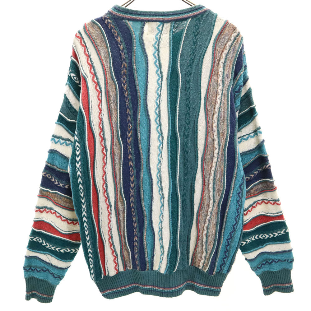 アイデアウォモ 90s ブルガリア製 オールド 長袖 3D セーター L ホワイト 他 ニット メンズ