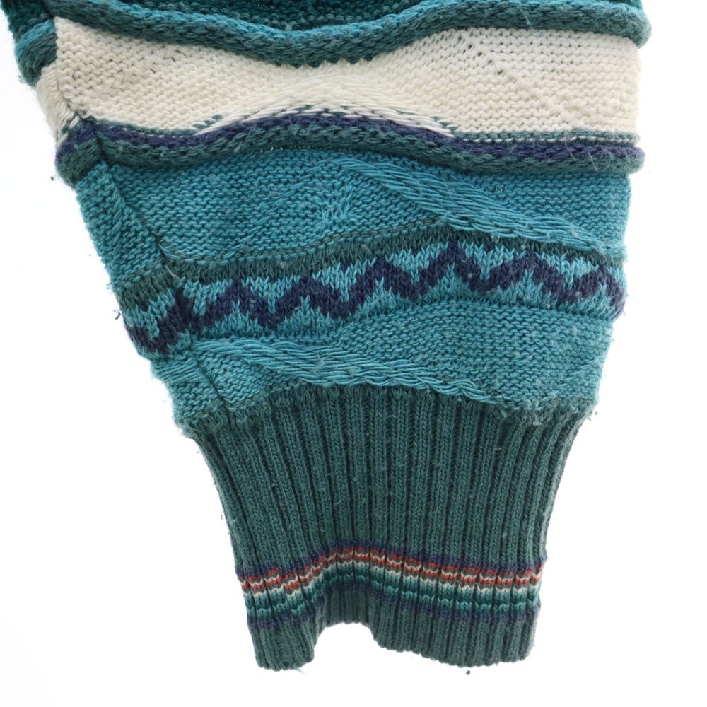 アイデアウォモ 90s ブルガリア製 オールド 長袖 3D セーター L ホワイト 他 ニット メンズ