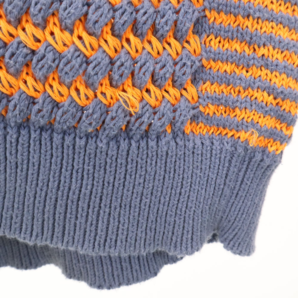 KENZO ケンゾー イタリア製 ボーダー柄 長袖 Vネック ニットカーディガン M オレンジ レディース