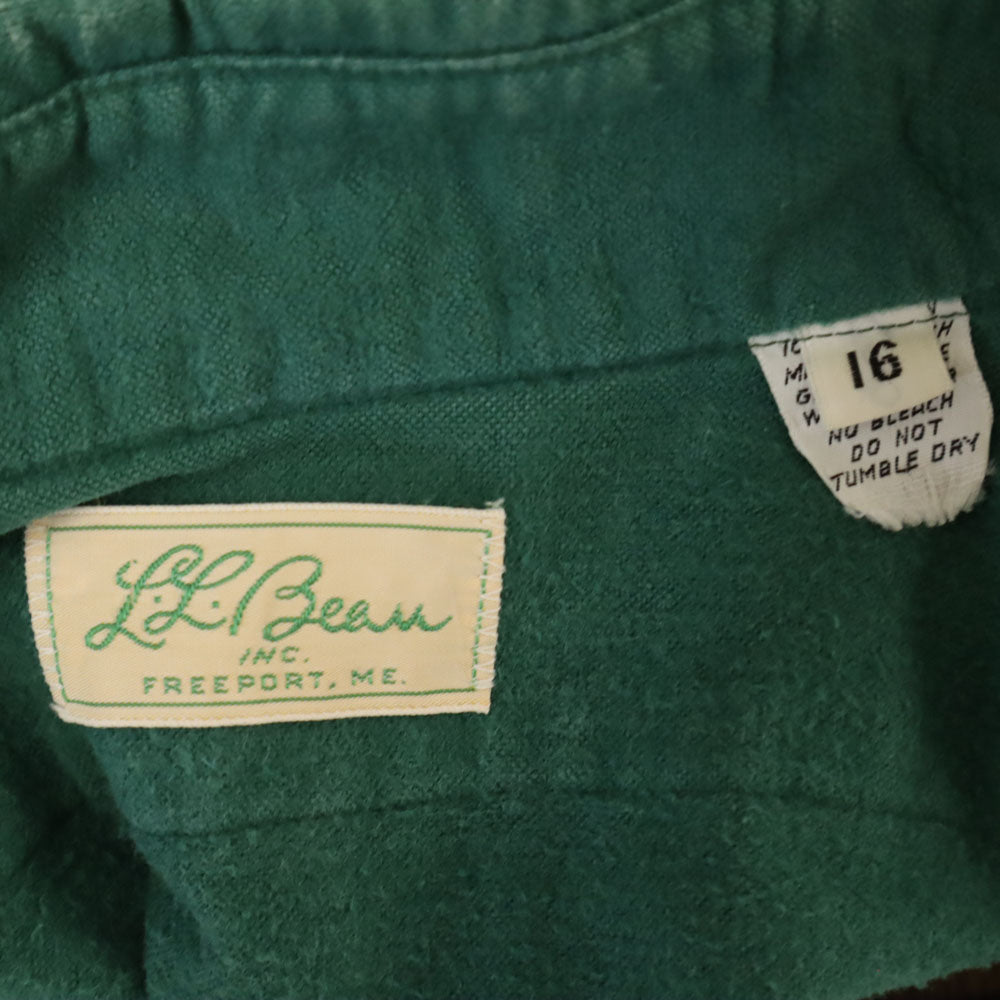 L.L.Bean エルエルビーン 70s ヴィンテージ 筆記体タグ シャモア 長袖 ワークシャツ 16 グリーン レディース