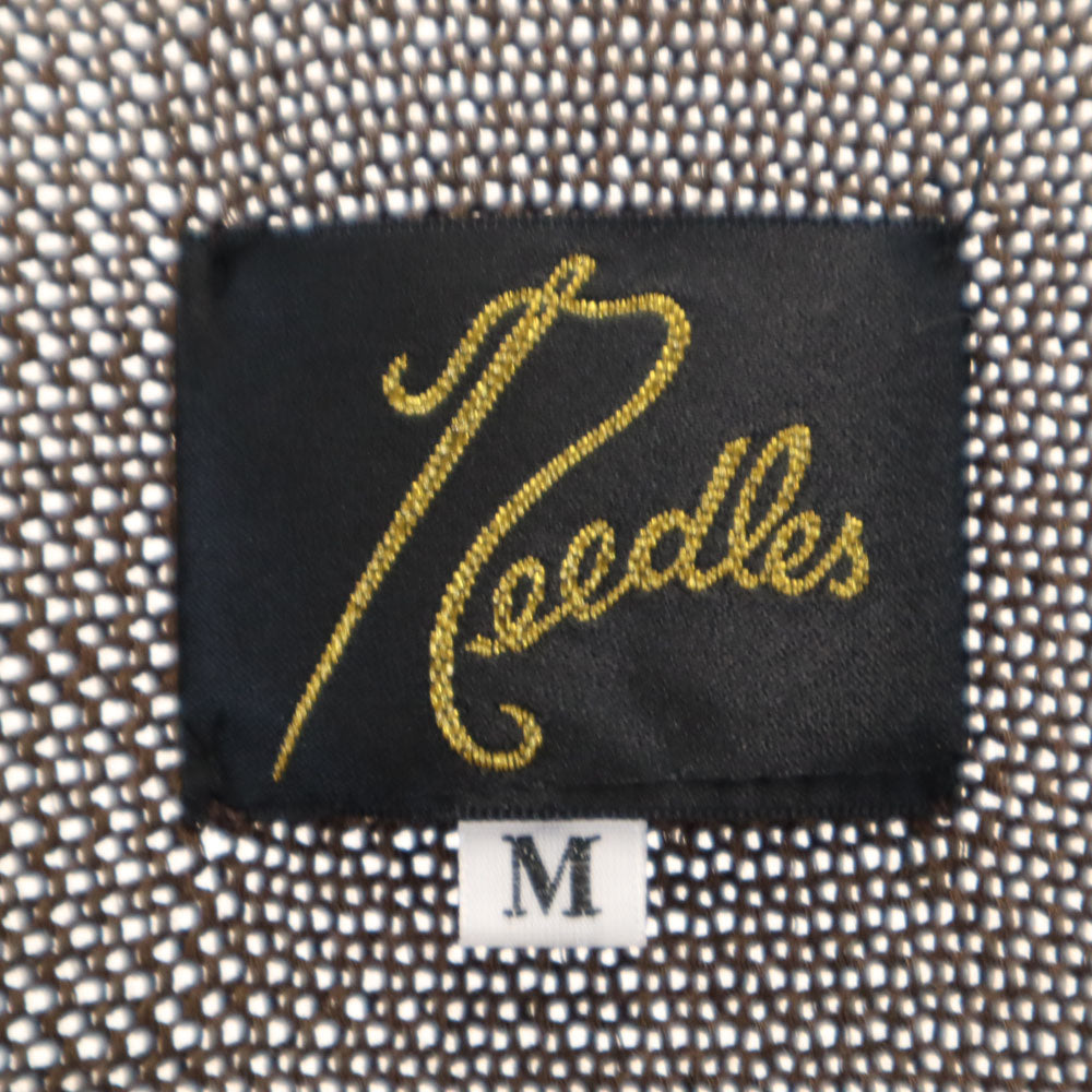 Needles ニードルズ 日本製 ストライプ柄 長袖 Vネック ニットカーディガン M ブラウン メンズ
