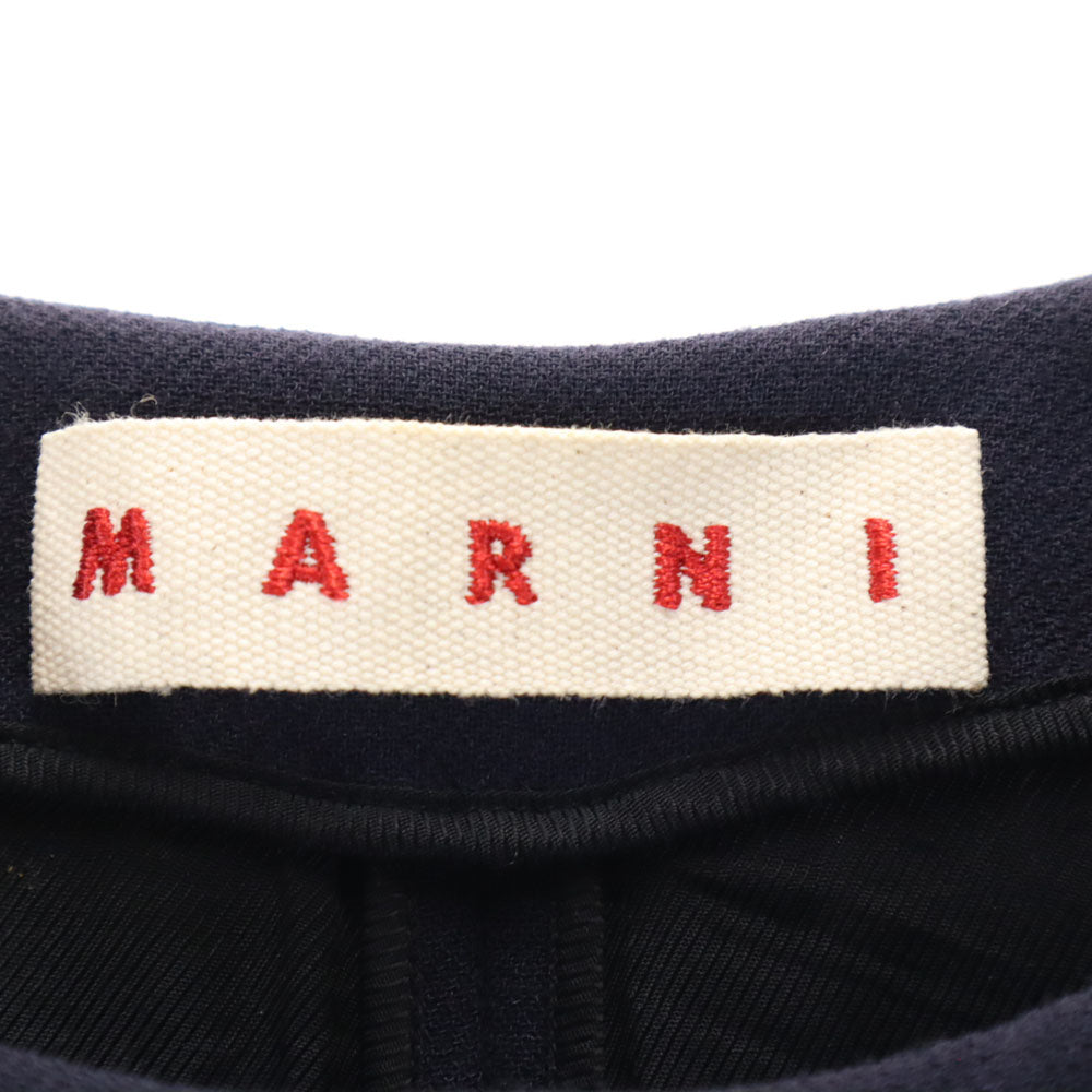 MARNI マルニ イタリア製 ウール ノーカラー ジャケット 38 ネイビー レディース