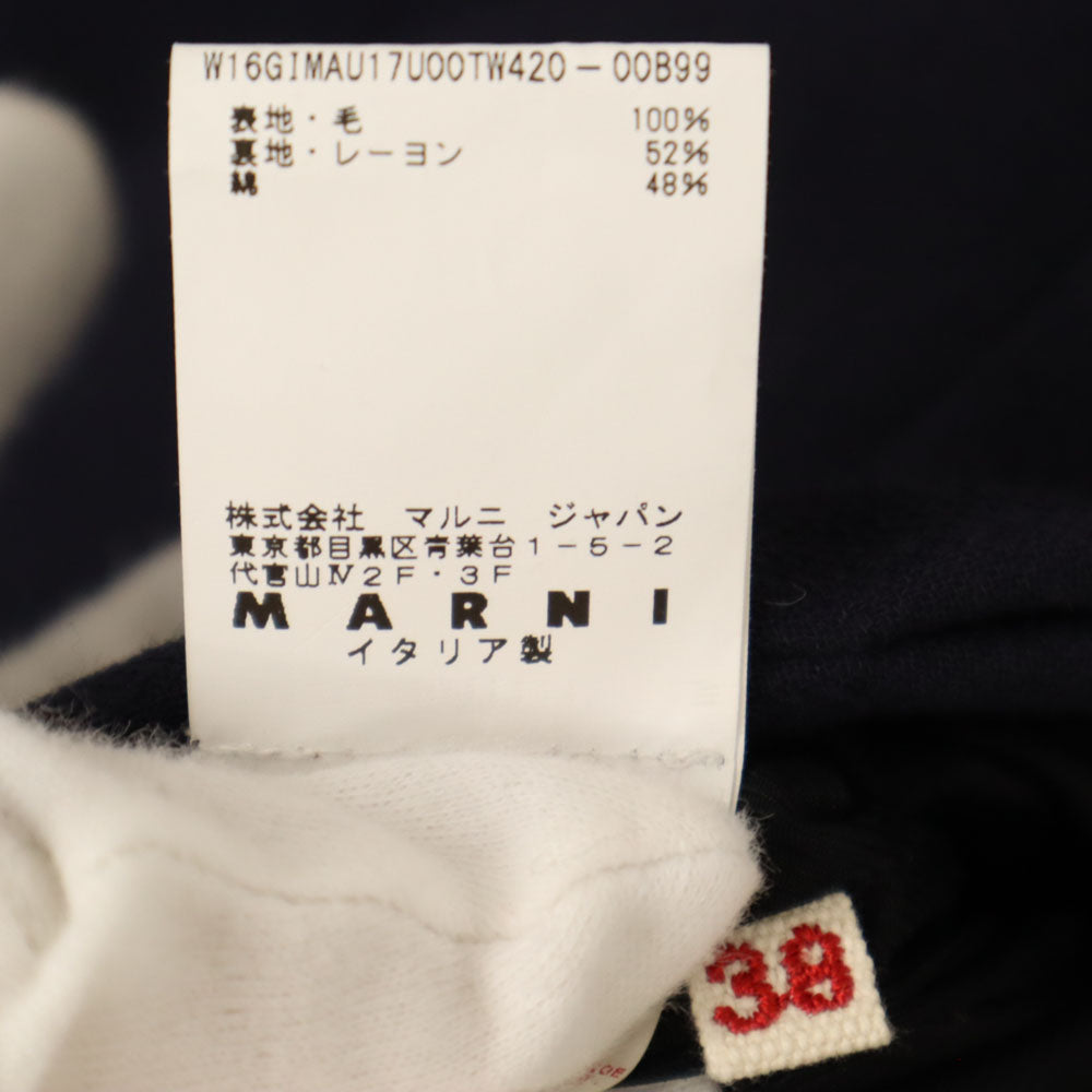 MARNI マルニ イタリア製 ウール ノーカラー ジャケット 38 ネイビー レディース