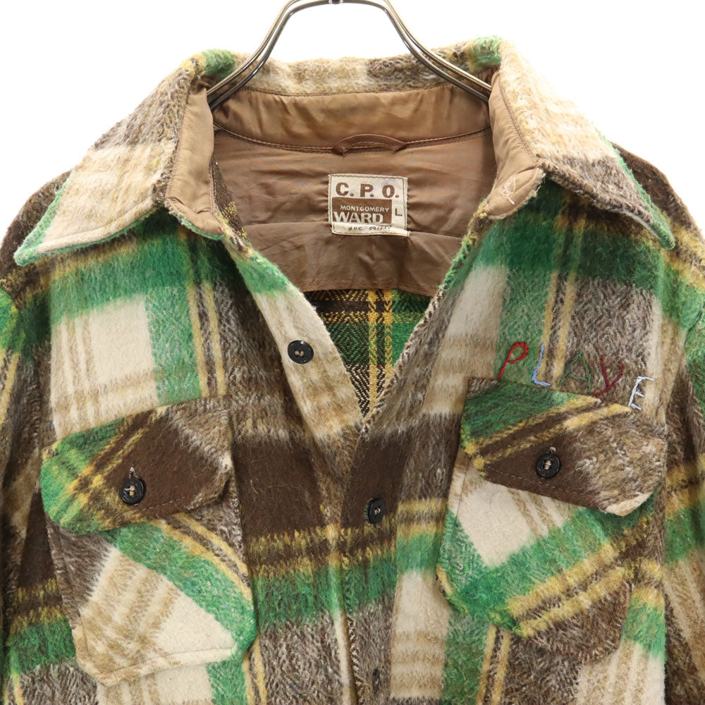 MONTGOMERY WARD モンゴメリーワード 70s ヴィンテージ チェック柄 長袖 CPO シャツ L ベージュ 他 メンズ