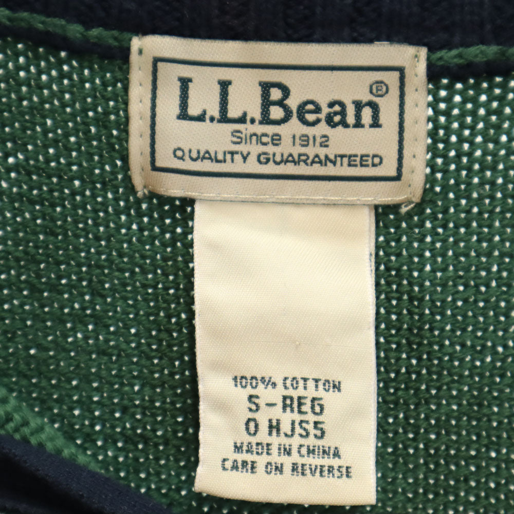 L.L.Bean エルエルビーン 長袖 コットンニット セーター S グリーン系 ハーフジップ アウトドア メンズ