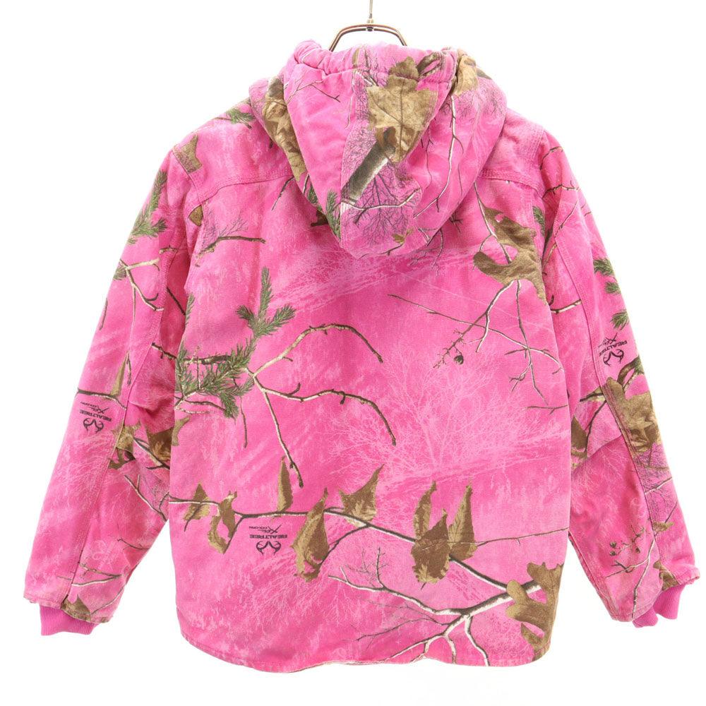 カーハート 総柄 長袖 ジップパーカー 14（L） ピンク系 Carhartt キッズ