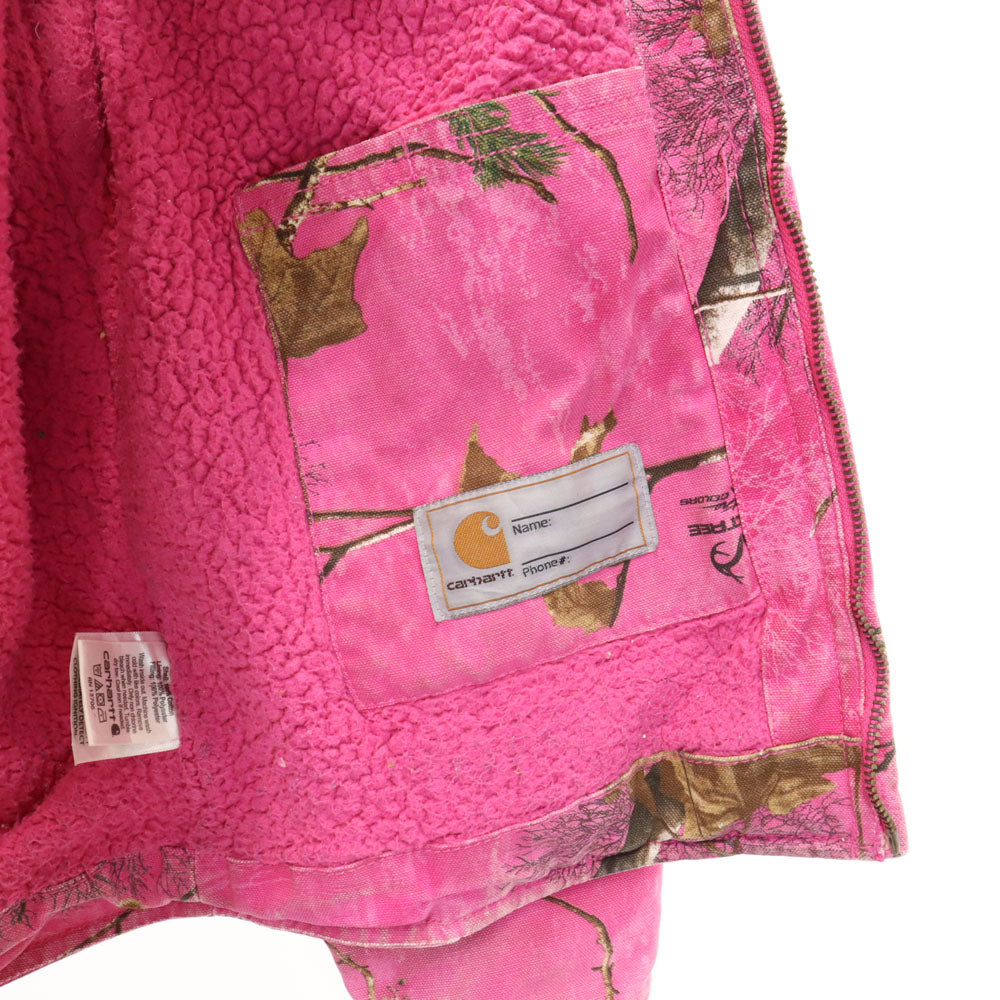 カーハート 総柄 長袖 ジップパーカー 14（L） ピンク系 Carhartt キッズ