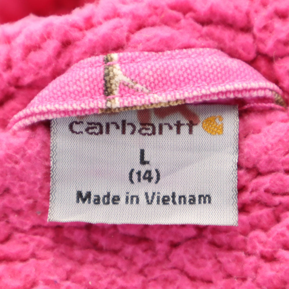 カーハート 総柄 長袖 ジップパーカー 14（L） ピンク系 Carhartt キッズ