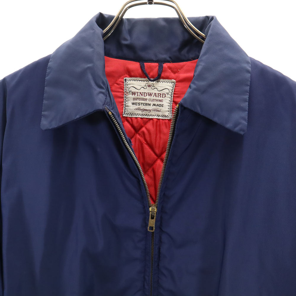 WINDWARD 70s 80s ヴィンテージ 長袖 ジップジャケット ネイビー系 裏キルティング メンズ