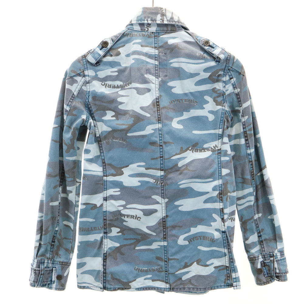 ヒステリック 日本製 カモフラ柄 ミリタリージャケット FREE ブルーグレー HYSTERIC 迷彩 レディース