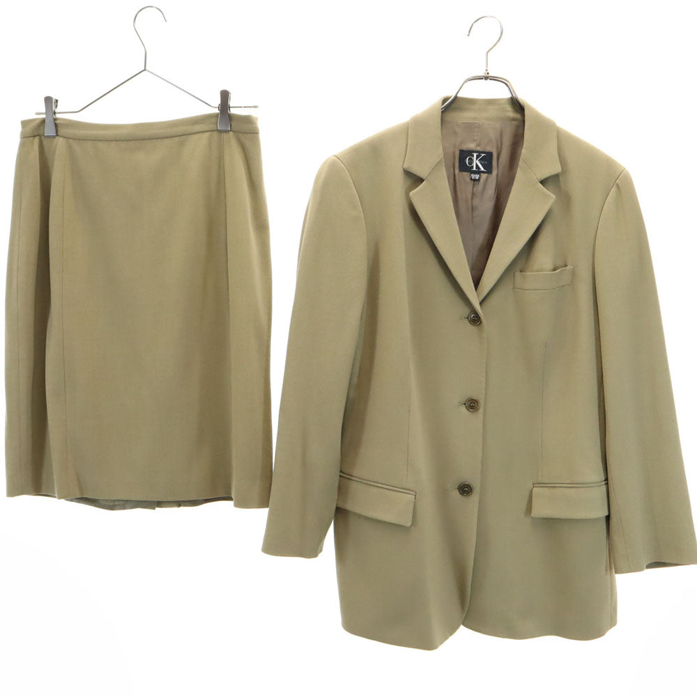 CK CALVIN KLEIN シーケーカルバンクライン イタリア製 スカートスーツ 上下 セットアップ 48/46 カーキ レディース