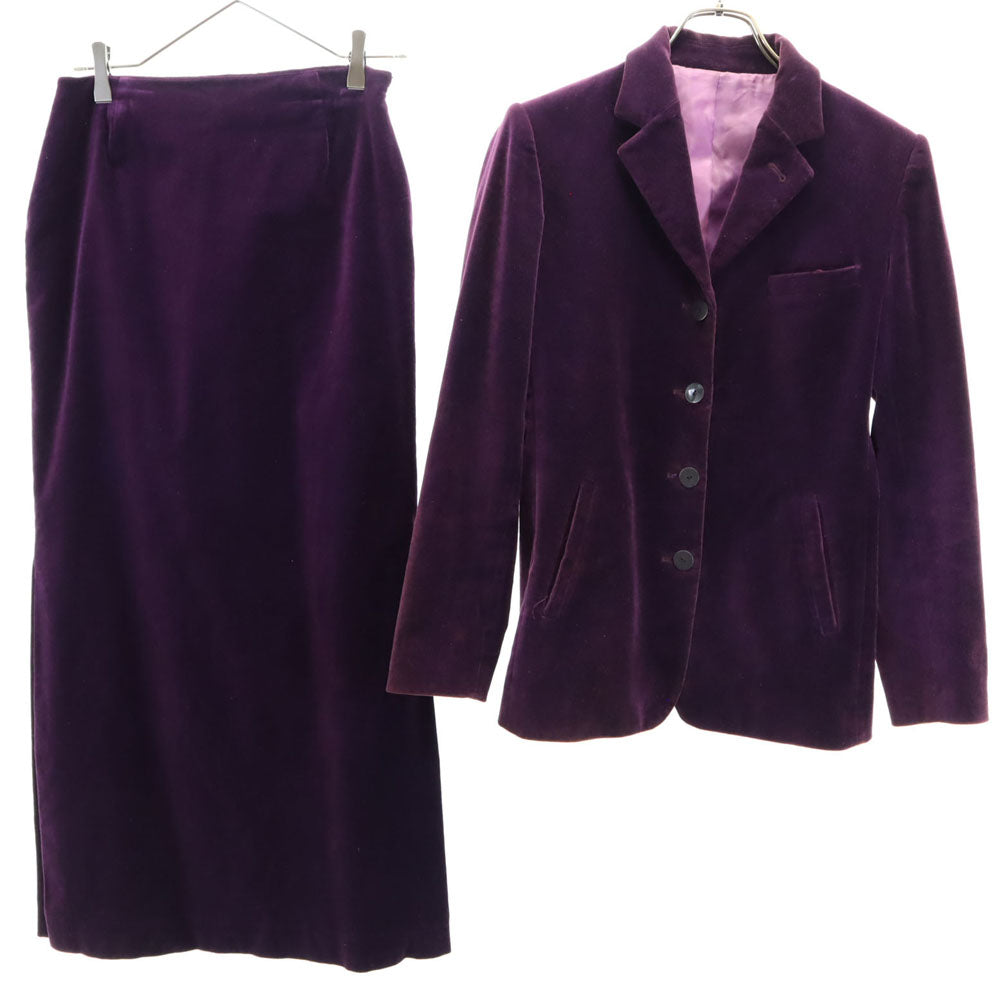 ジャンポールゴルチエ 日本製 ベロア スカートスーツ 上下 セットアップ 40 パープル JEAN-PAUL GAULTIER レディース