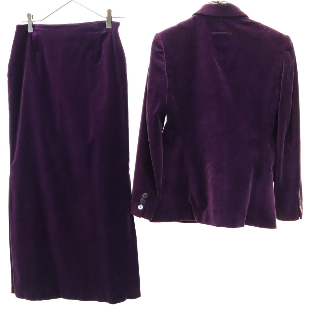 ジャンポールゴルチエ 日本製 ベロア スカートスーツ 上下 セットアップ 40 パープル JEAN-PAUL GAULTIER レディース