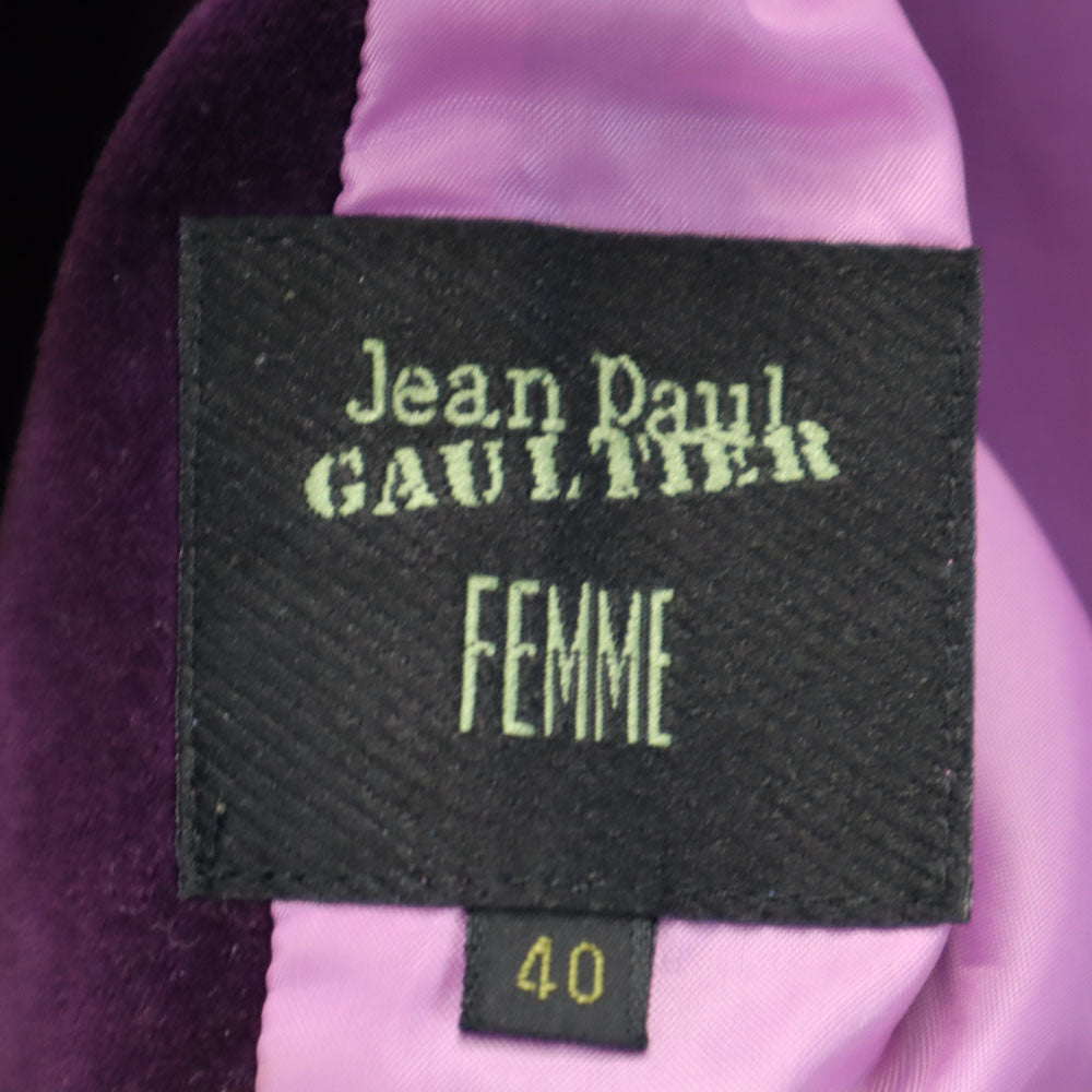 ジャンポールゴルチエ 日本製 ベロア スカートスーツ 上下 セットアップ 40 パープル JEAN-PAUL GAULTIER レディース