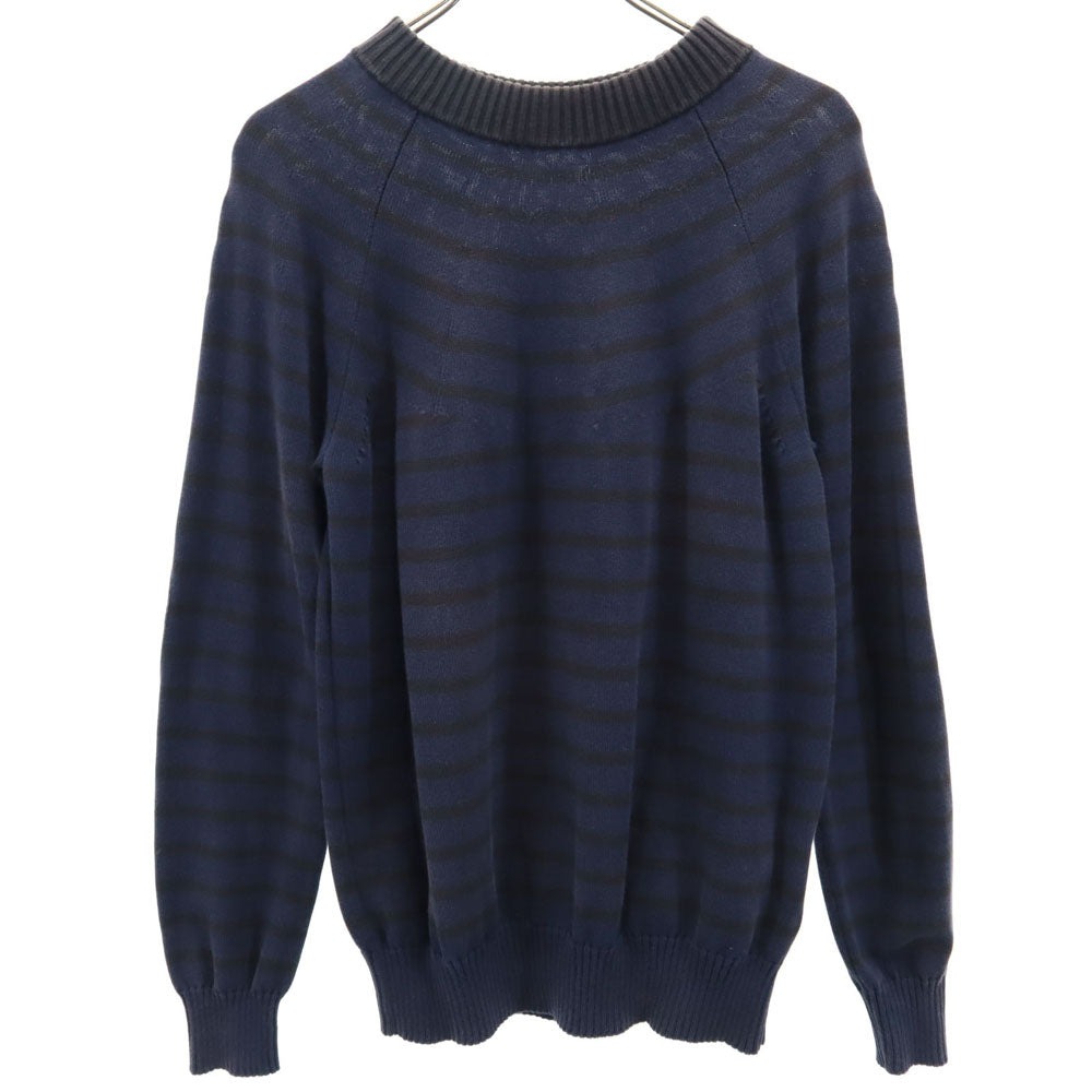 サカイ 日本製 長袖 コットンニット セーター 1 ネイビー系 Sacai エルボーパッチ メンズ