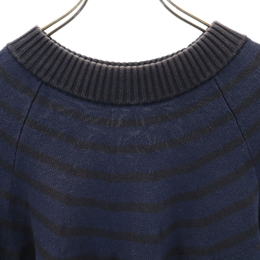 サカイ 日本製 長袖 コットンニット セーター 1 ネイビー系 Sacai エルボーパッチ メンズ
