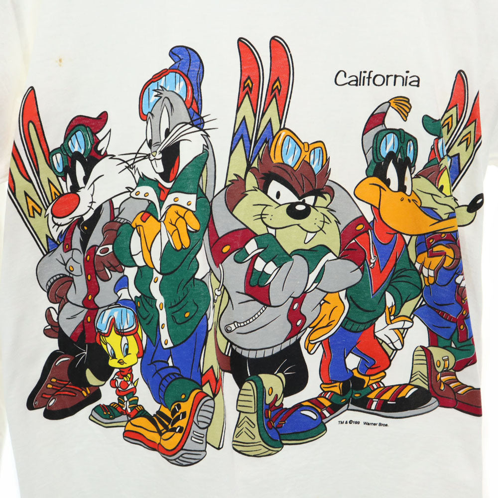 SHERRY’S シェリーズ 90s 未使用 ルーニーテューンズ USA製 ワーナーブラザーズ デッドストック プリント 長袖 Tシャツ L ホワイト系 ロンT タグ付き メンズ