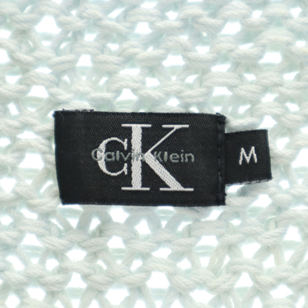 シーケーカルバンクライン 半袖 ローゲージ ニット M ライトブルー CK CALVIN KLEIN フレンチスリーブ レディース