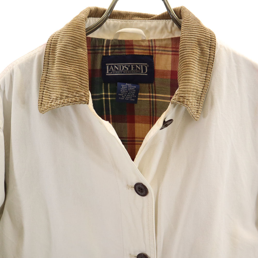 LANDS' END ランズエンド 90s オールド 長袖 ジャケット S ホワイト系 裏チェック レディース