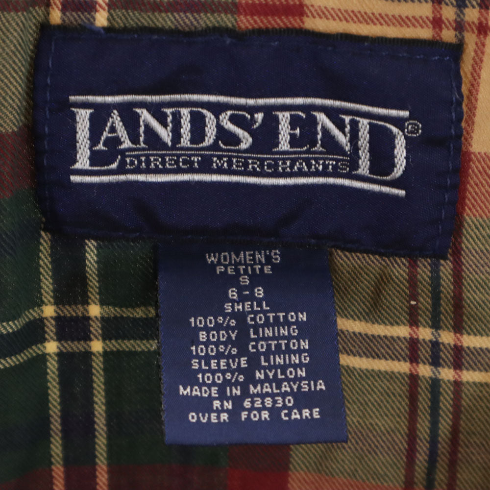 LANDS' END ランズエンド 90s オールド 長袖 ジャケット S ホワイト系 裏チェック レディース