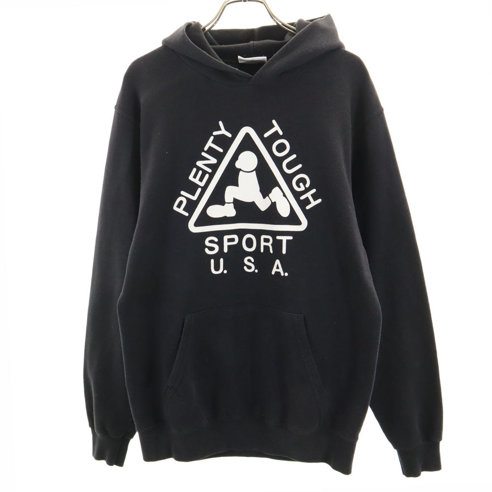 PLENTY TOUGH SPORT プレンティタフスポーツ 90s USA製 オールド 長袖 パーカー S ブラック系 メンズ