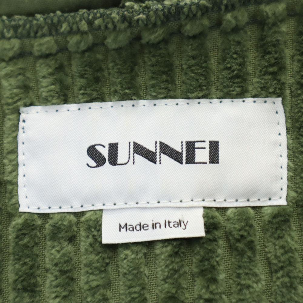 スンネイ イタリア製 長袖 太畝コーデュロイ パーカー M グリーン系