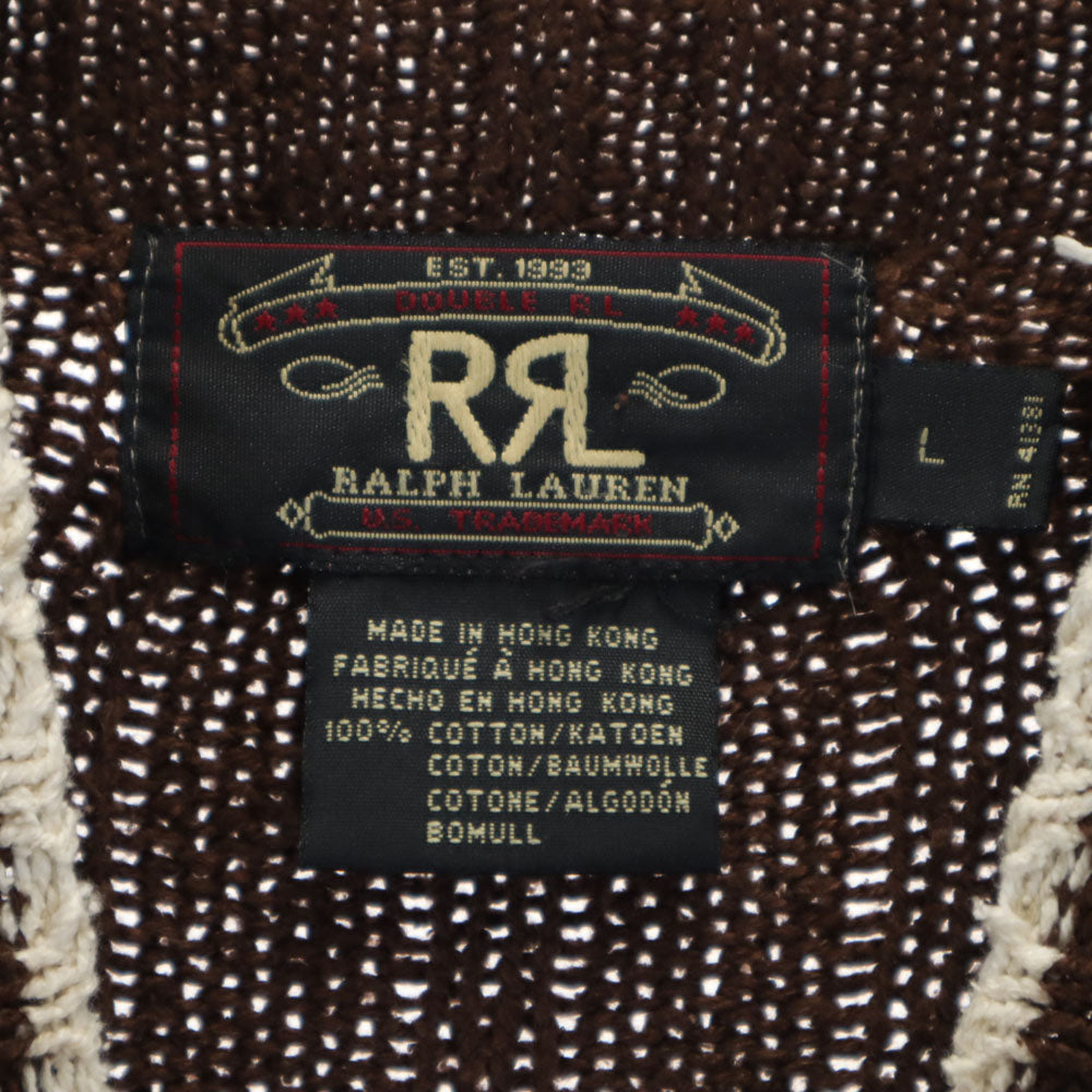RRL ダブルアールエル 90s 赤3星 初期タグ ラムウール ラルフローレン 長袖 セーター L ブラウン リブニット メンズ