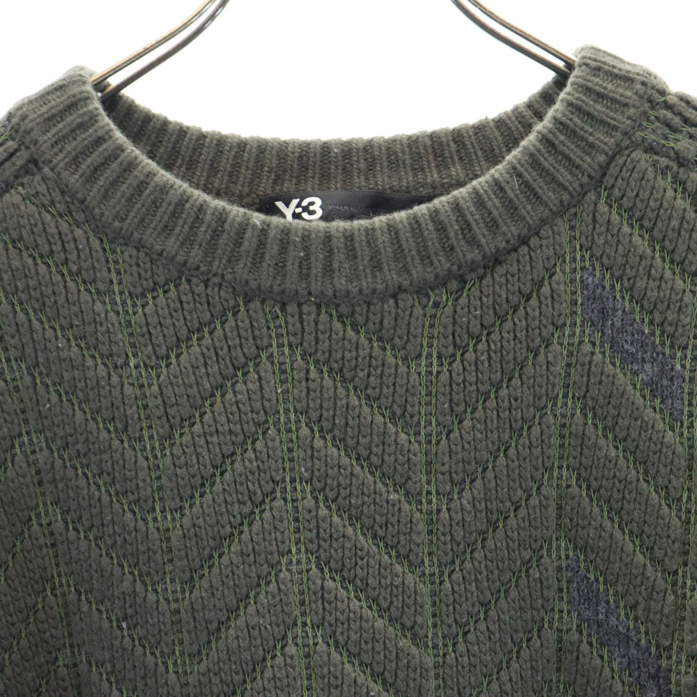 ワイスリー ベルギー製 ウールブレンド 長袖 セーター M カーキ Y-3 Yohji Yamamoto ヨウジヤマモト ニット メンズ
