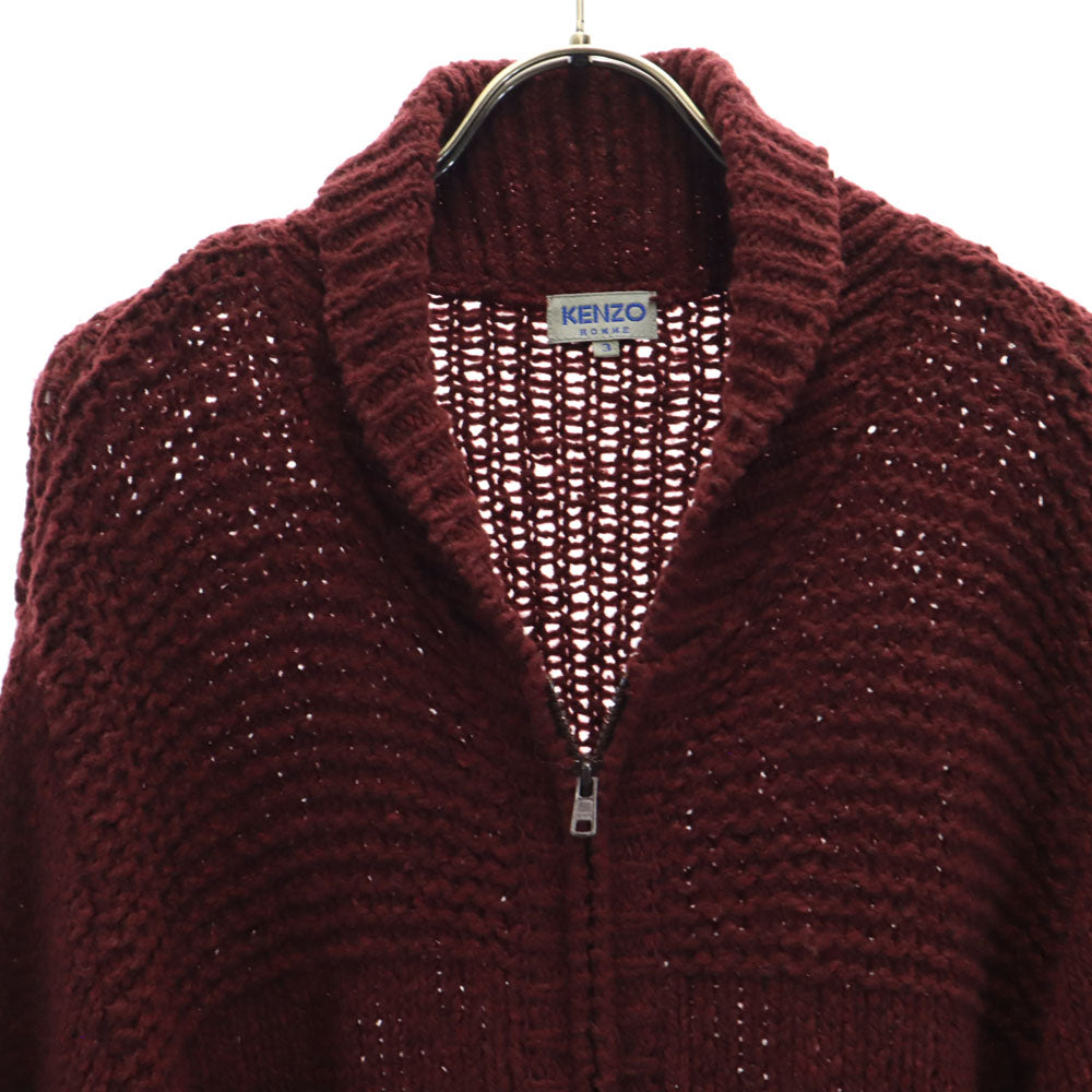 KENZO HOMME ケンゾーオム 日本製 ウールブレンド ニットジャケット 3 ボルドー カーディガン レディース