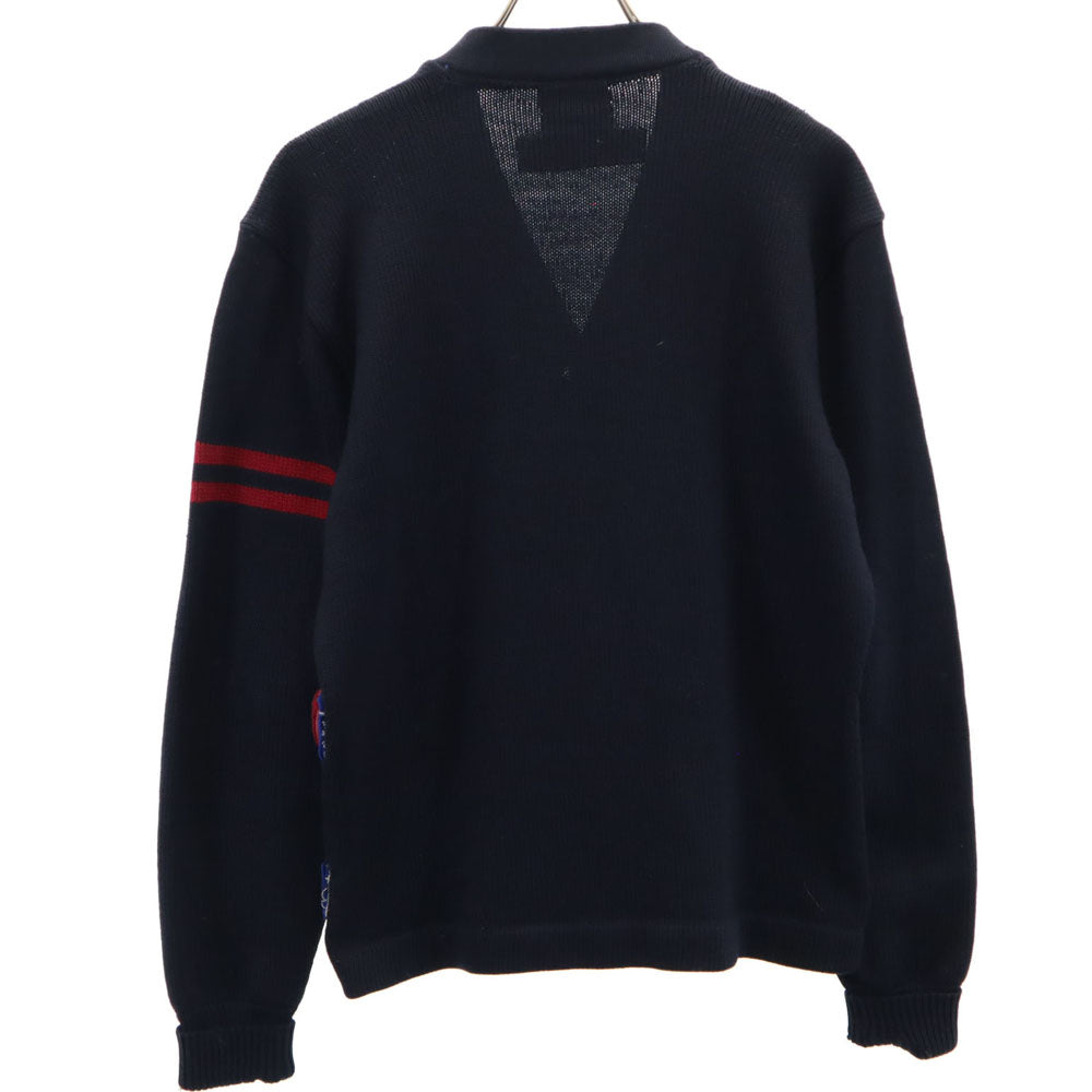 カンデル 70s レタード ヴィンテージ 長袖 Vネック レタード ニットカーディガン 濃紺 メンズ