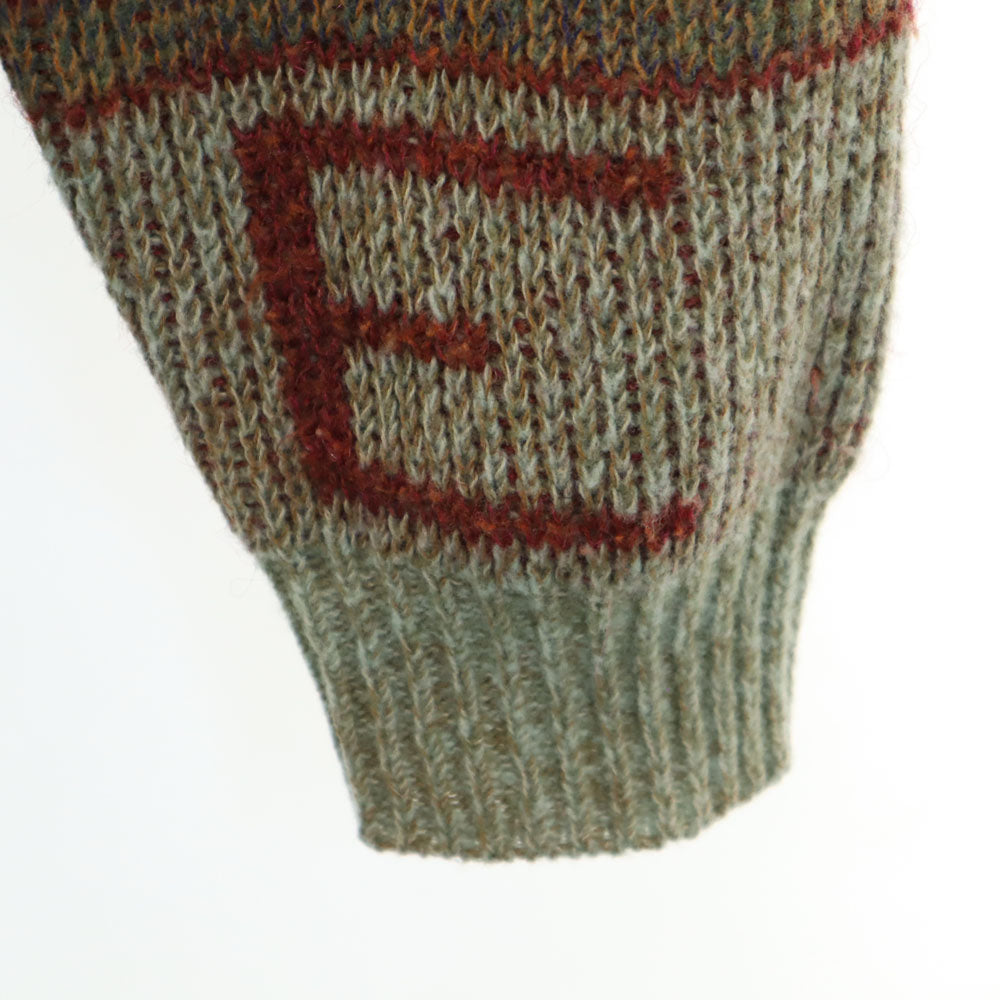 エンポリオアルマーニ 90s イタリア製 ウールブレンド オールド 総柄 長袖 セーター 48 カーキ Emporio Armani ニット メンズ