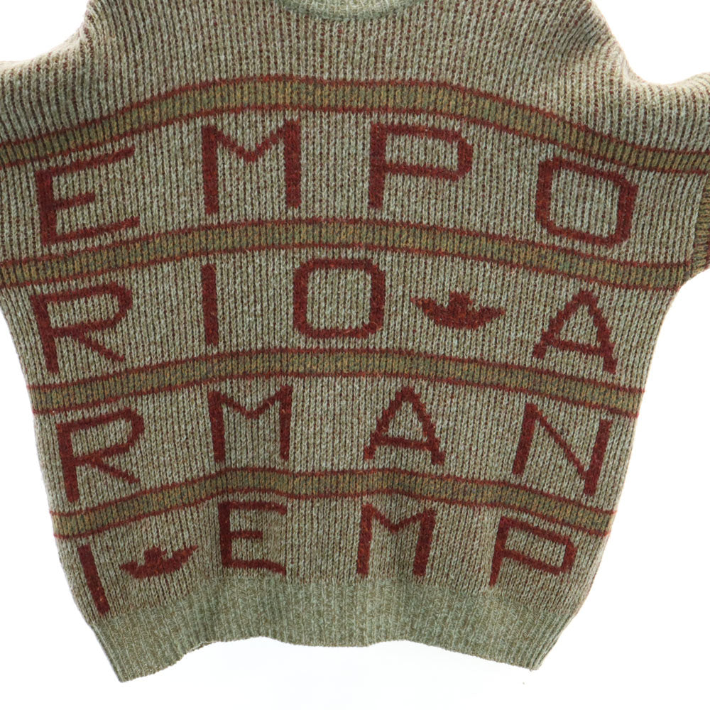 エンポリオアルマーニ 90s イタリア製 ウールブレンド オールド 総柄 長袖 セーター 48 カーキ Emporio Armani ニット メンズ