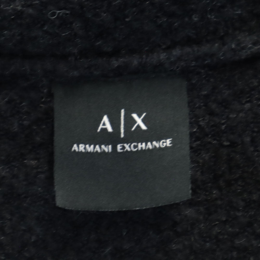 ARMANI EXCHANGE アルマーニエクスチェンジ バイカラー 長袖 ボア ジップパーカー L ブラック×ブラウン フワモコ メンズ