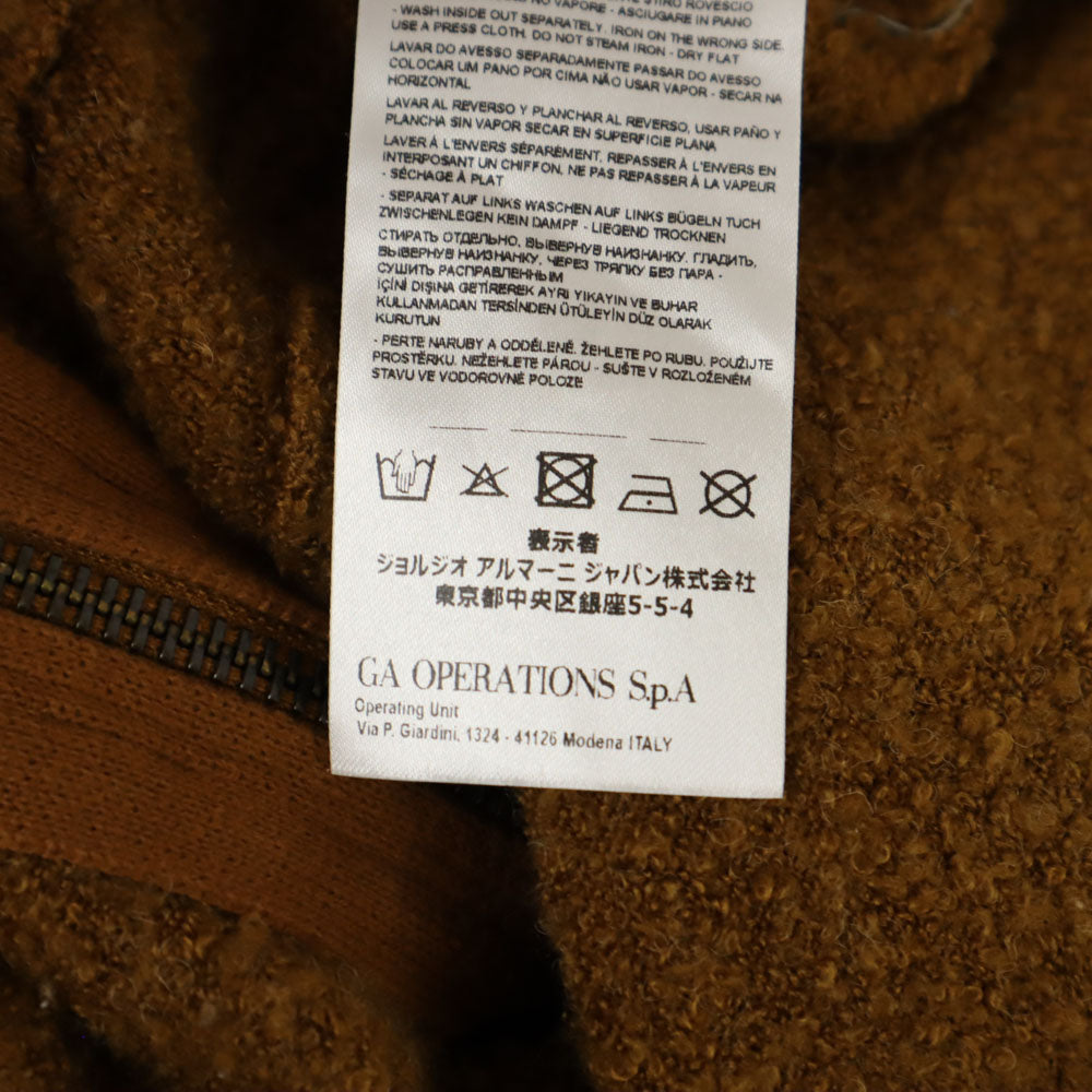 ARMANI EXCHANGE アルマーニエクスチェンジ バイカラー 長袖 ボア ジップパーカー L ブラック×ブラウン フワモコ メンズ