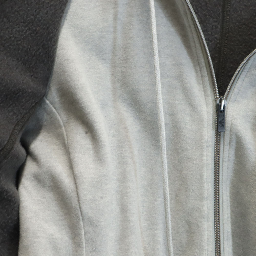 Emporio Armani エンポリオアルマーニ レイヤード  フーデッド ピーコート S チャコールグレー 裏起毛 EASY FIT メンズ