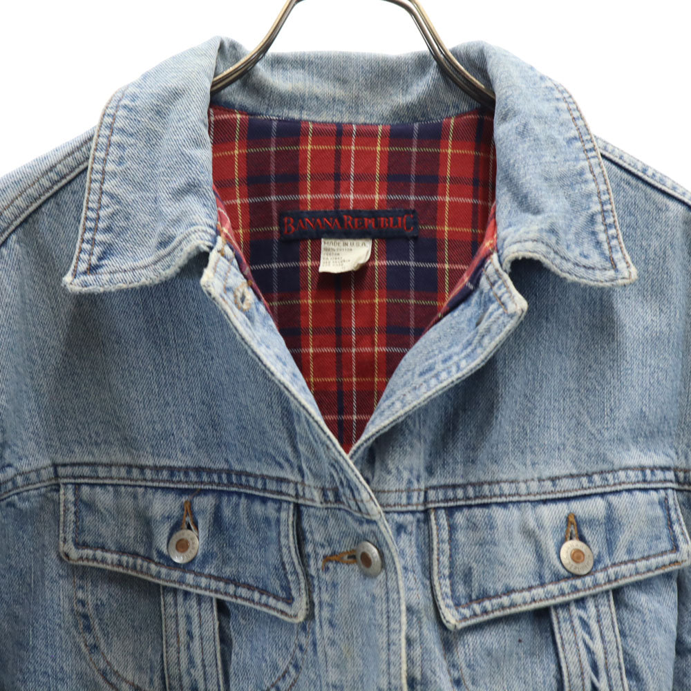 Banana Republic バナナリパブリック 80s 90s USA製 オールド 長袖 デニムジャケット S 裏チェック ジージャン レディース
