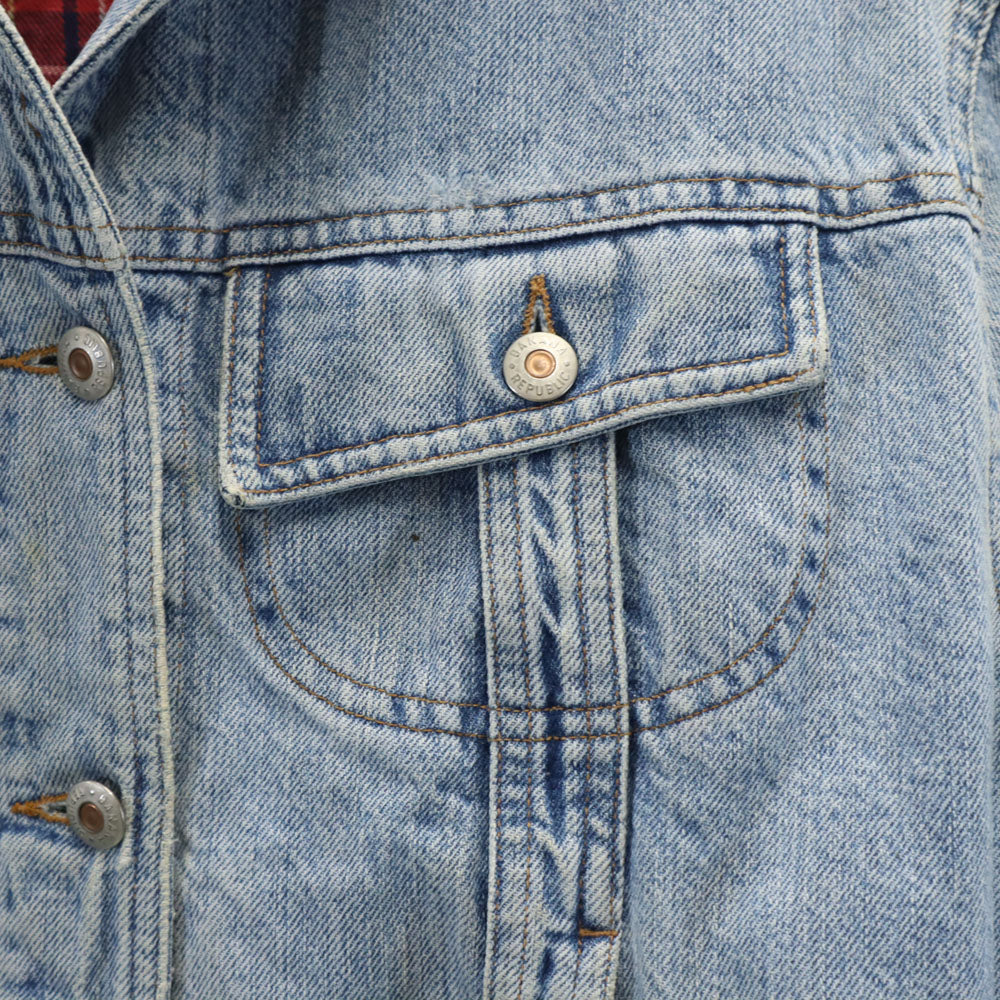 Banana Republic バナナリパブリック 80s 90s USA製 オールド 長袖 デニムジャケット S 裏チェック ジージャン レディース