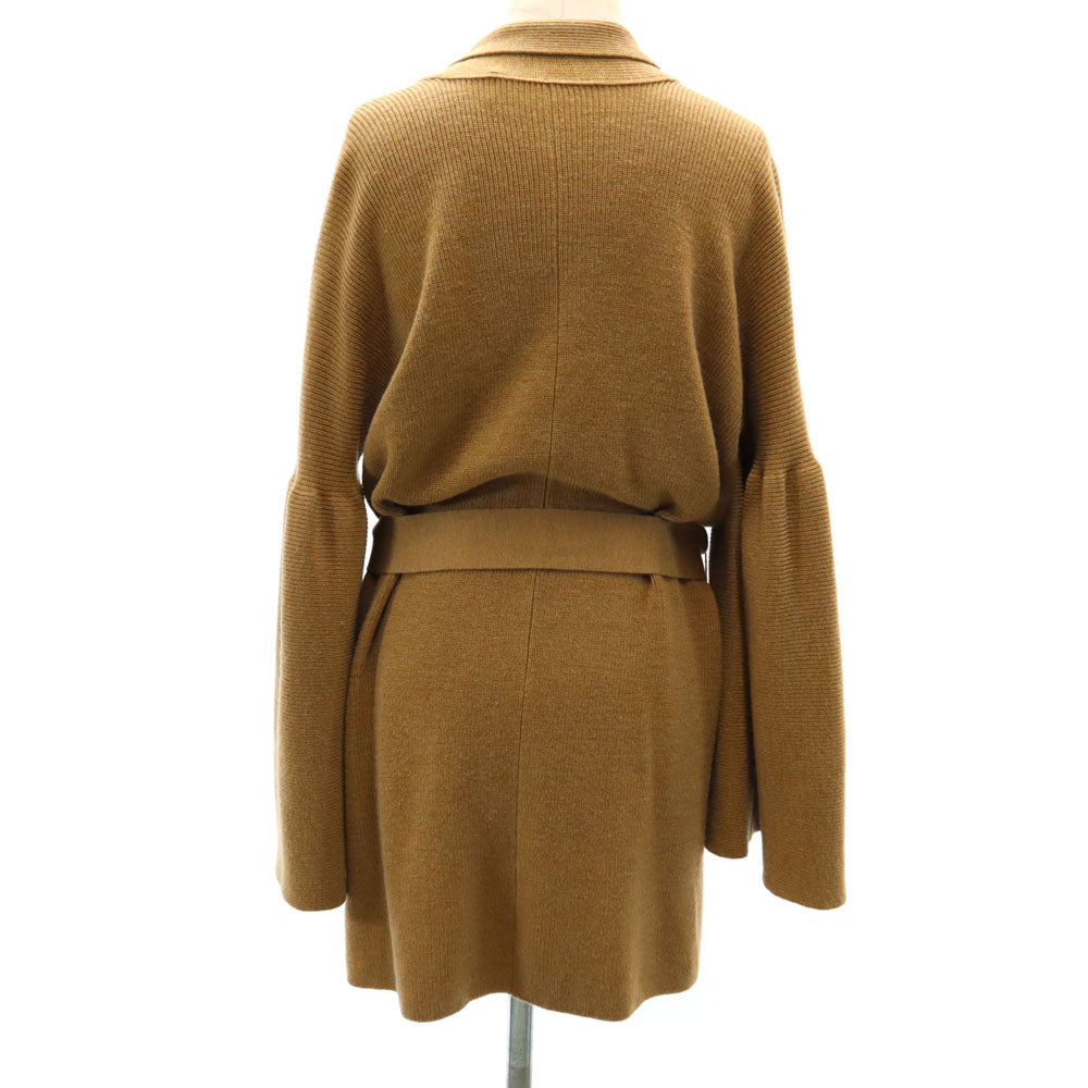 PAULE KA ポールカ ウール 長袖 ニットカーディガン ブラウン系 ウエストリボン レディース