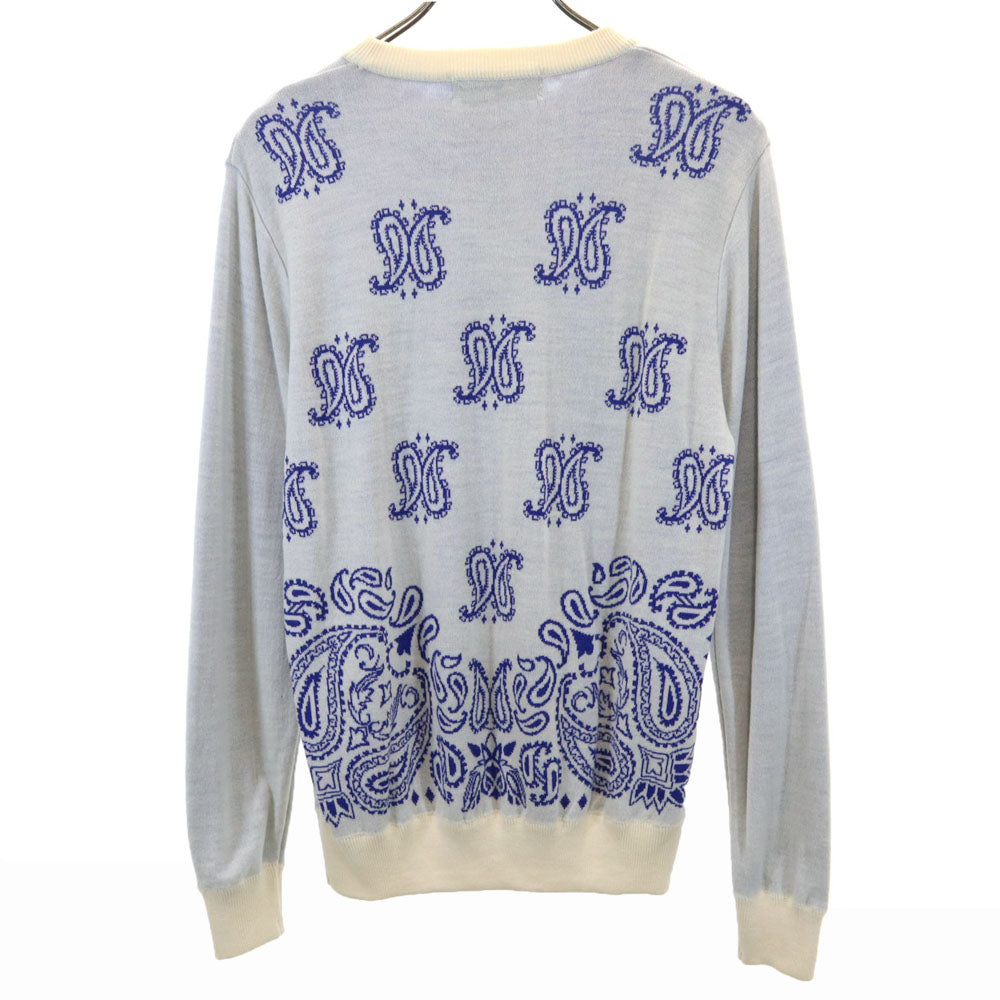 未使用 PHENOMENON フェノメノン ウール ペイズリー柄 長袖 セーター L ホワイト ニット レディース