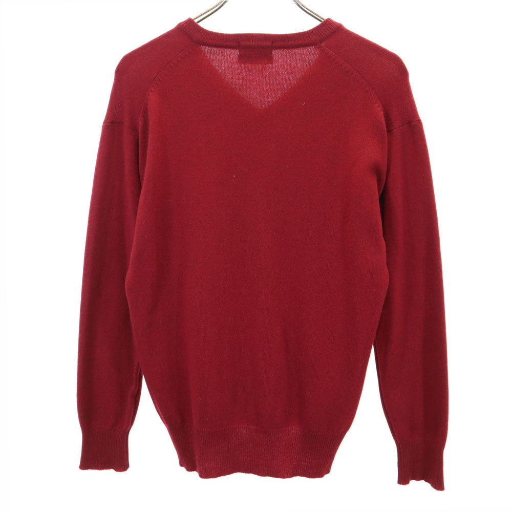 YVES SAINT LAURENT イヴサンローラン 90s カシミヤ100％ オールド 長袖 Vネック セーター S ボルドー ニット メンズ