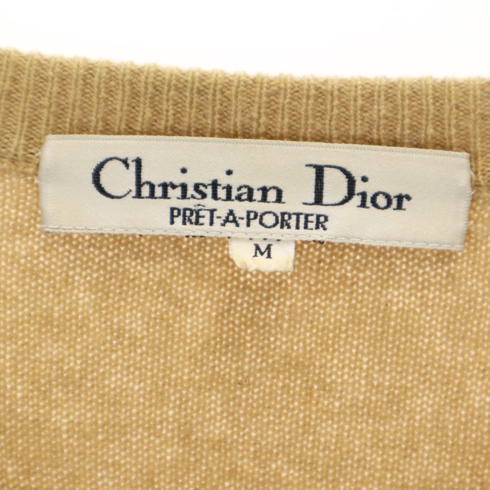 Christian Dior クリスチャンディオール 90s ウール　オールド 長袖 Vネック セーター M ベージュ ニット レディース