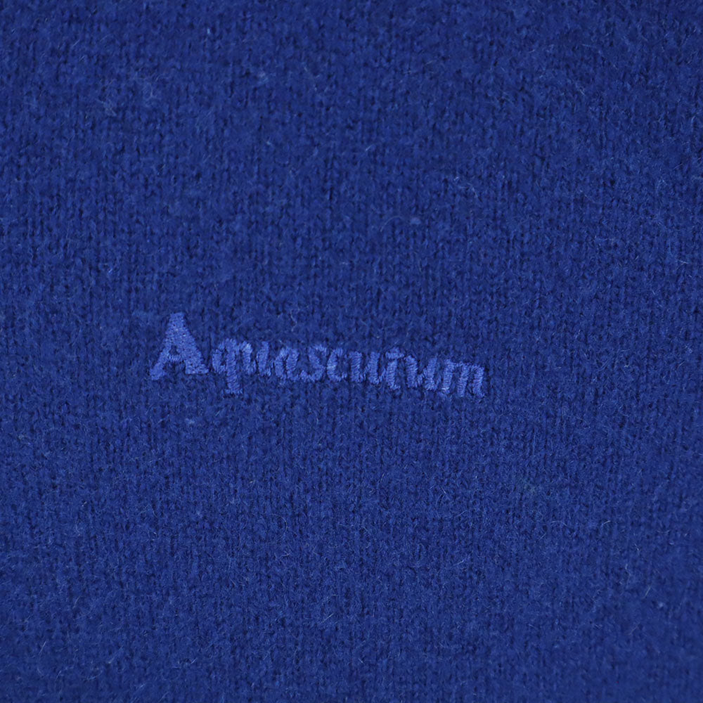 Aquascutum アクアスキュータム 70s 80s カシミヤ100％ ヴィンテージ 長袖 Vネック セーター 青紺 ニット レディース