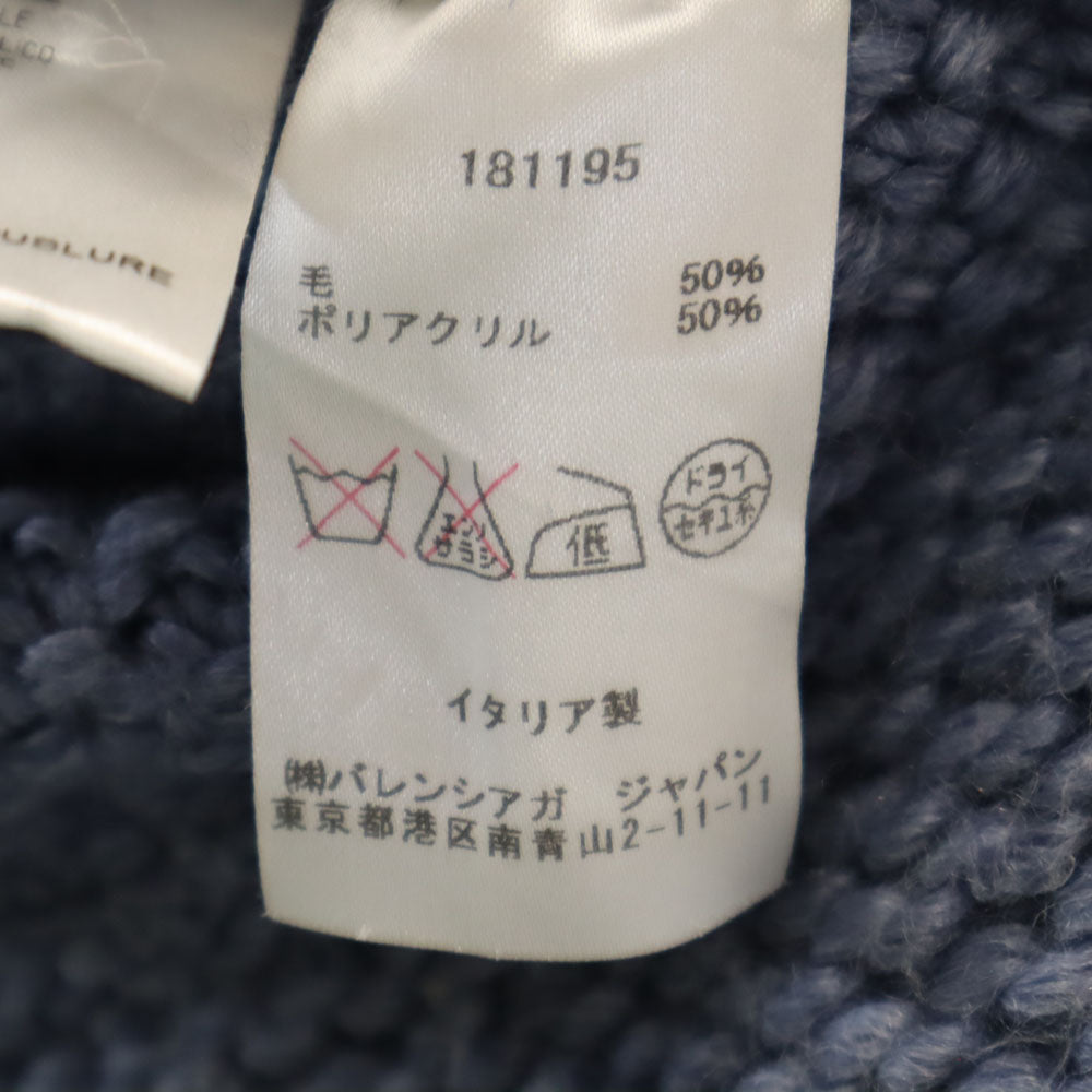 バレンシアニット イタリア製 ウールブレンド 長袖 ニットカーディガン 36 ブルーグレー レディース