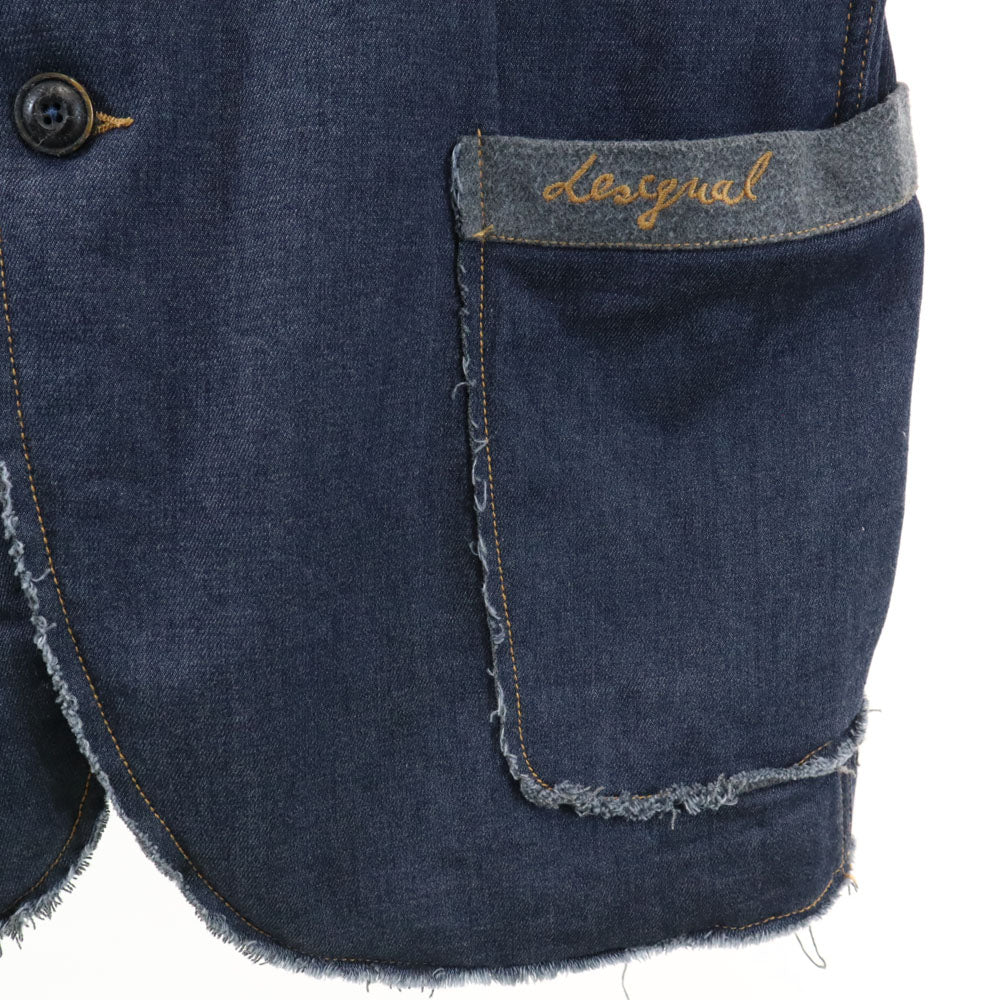 デシグアル カットオフ加工 ストレッチデニム ブレザー 54 インディゴブルー Desigual man テーラードジャケット メンズ