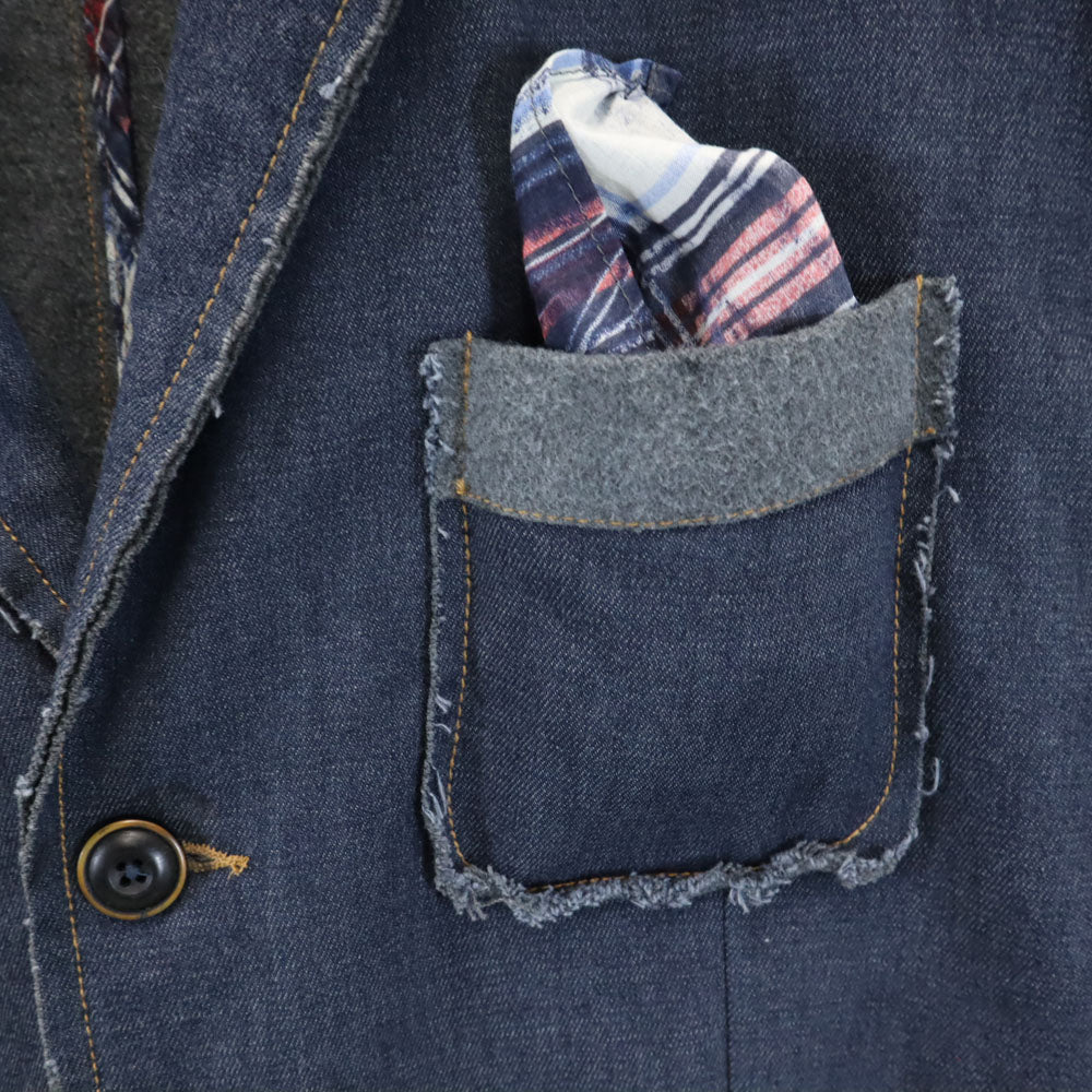 デシグアル カットオフ加工 ストレッチデニム ブレザー 54 インディゴブルー Desigual man テーラードジャケット メンズ